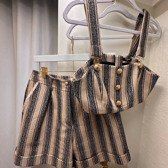 Balmain Striped Crop Top - Picture 2 of 8